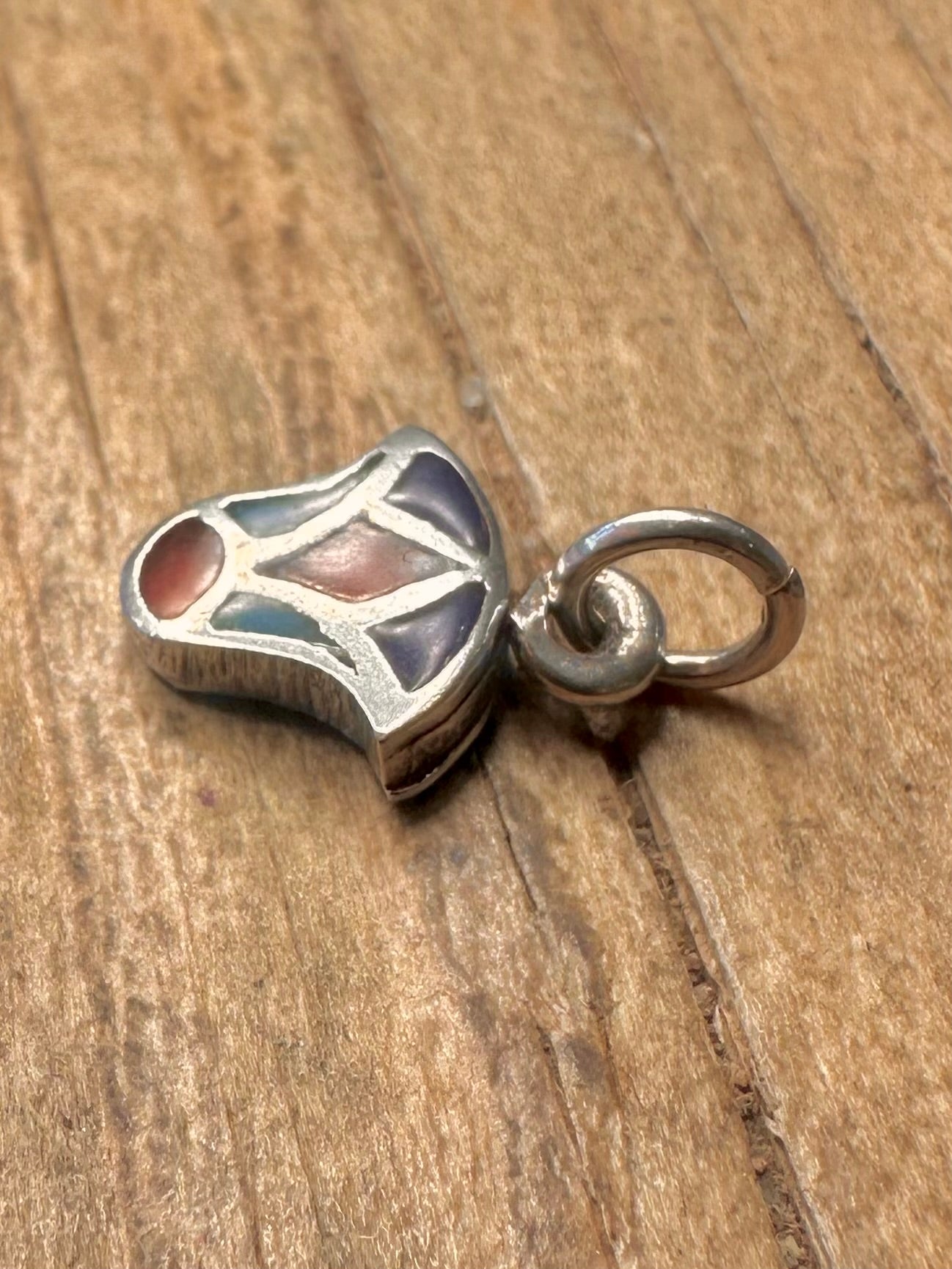 Vintage Ägyptischer Emaille-Lotusblumen-Anhänger aus 925er Sterlingsilber
