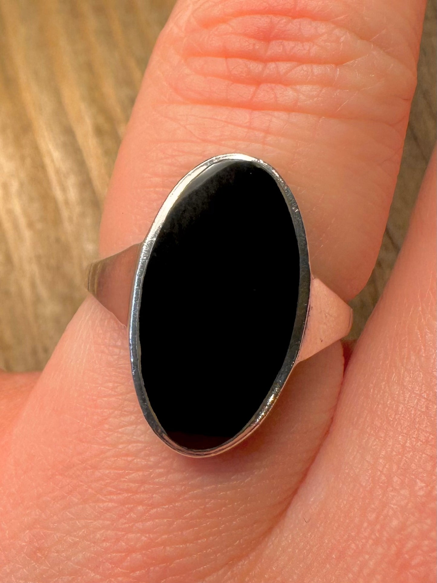 Vintage Onyx Oval 925 Sterling Silver Size O Ring