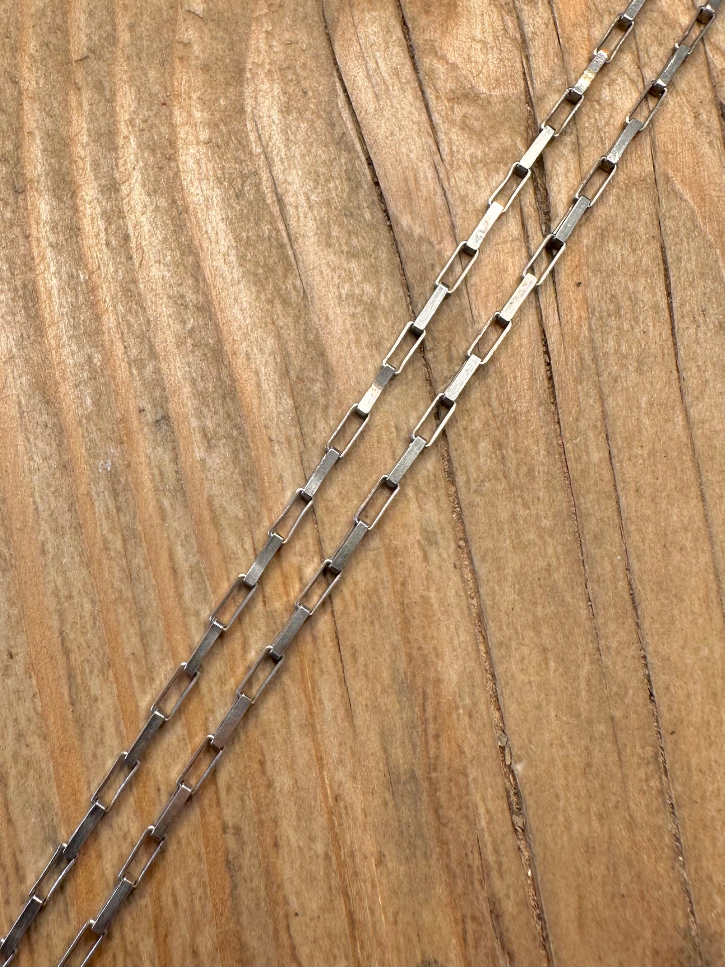 Vintage Rectangle Link 925 Sterling Silver 18.2 inch Necklace