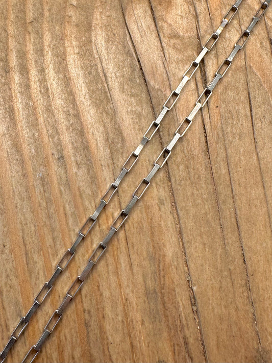 Vintage Rectangle Link 925 Sterling Silver 18.2 inch Necklace