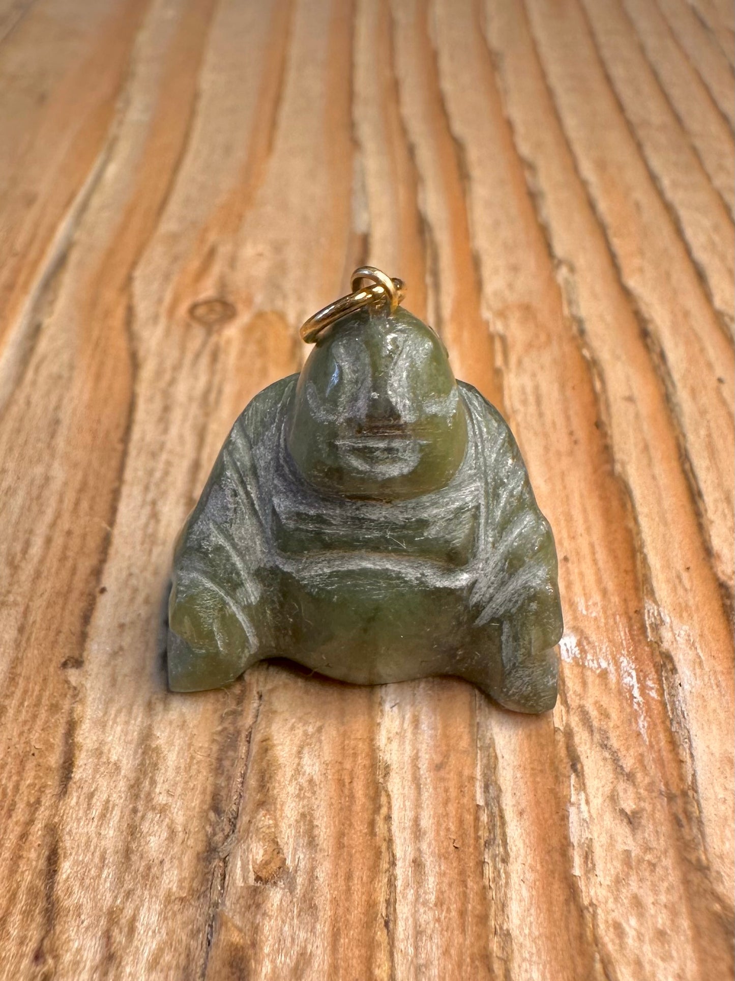 Vintage Jade Buddha Gold Loop Pendant