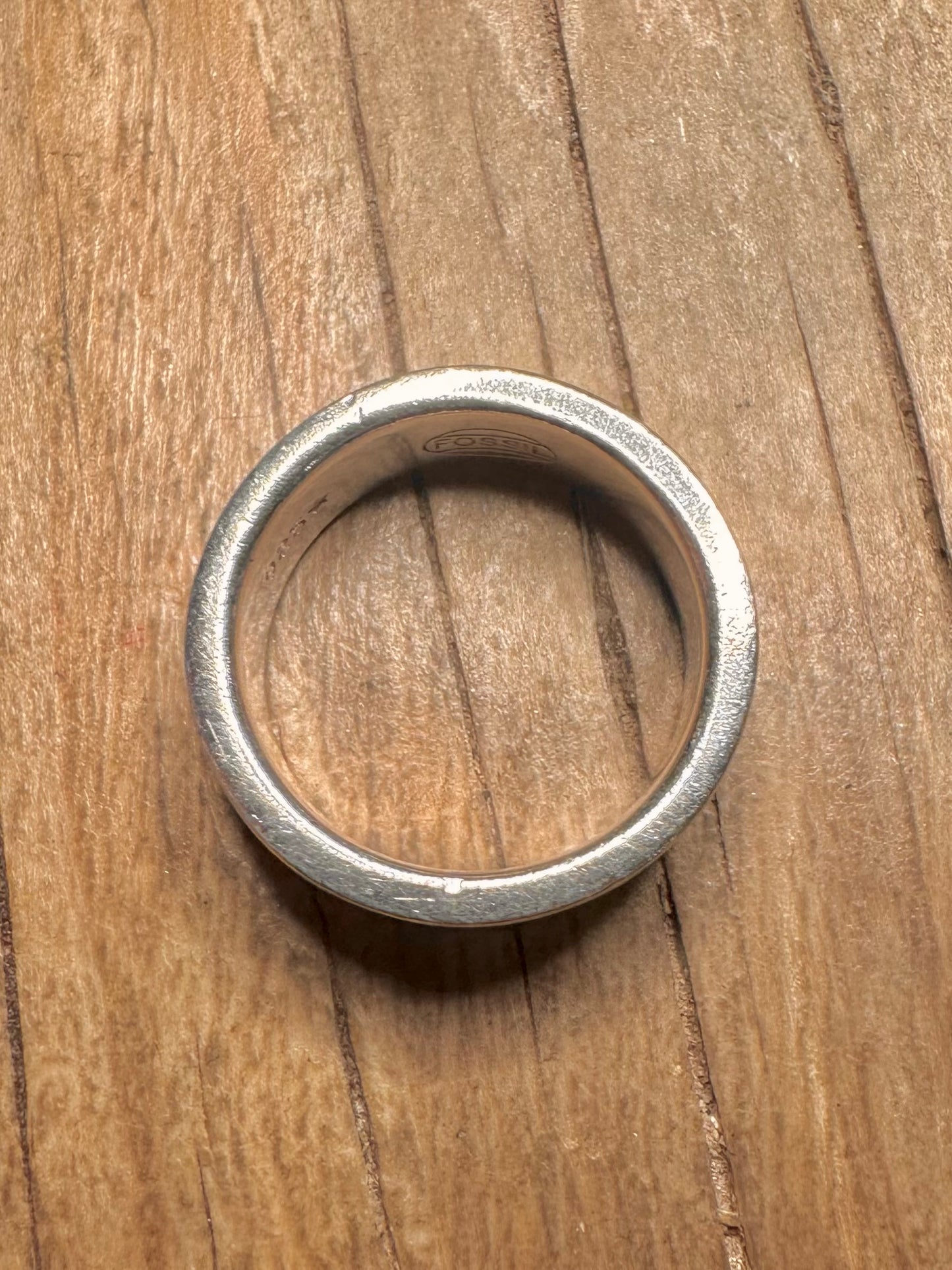 Vintage FOSSIL Band 925 Sterling Silver Size O1/2 Ring