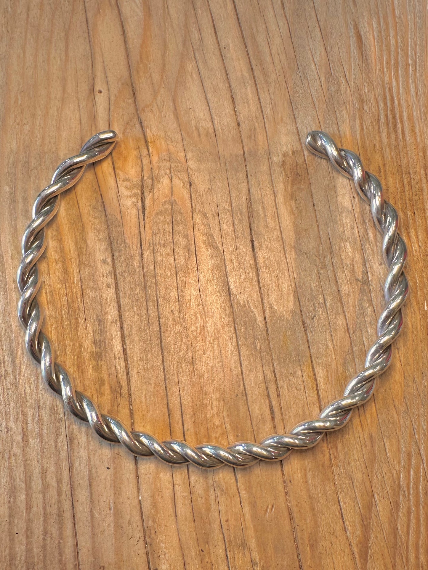 Vintage Chunky Solid Twisted Collar 925 Sterling Silver Necklace