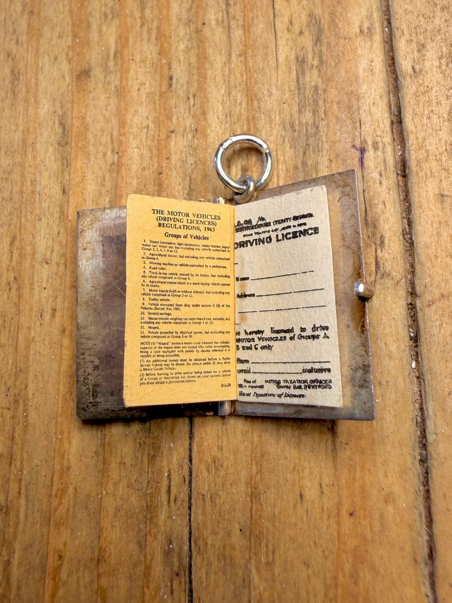 Driving License with Paper Charm 925 Sterling Silver Pendant