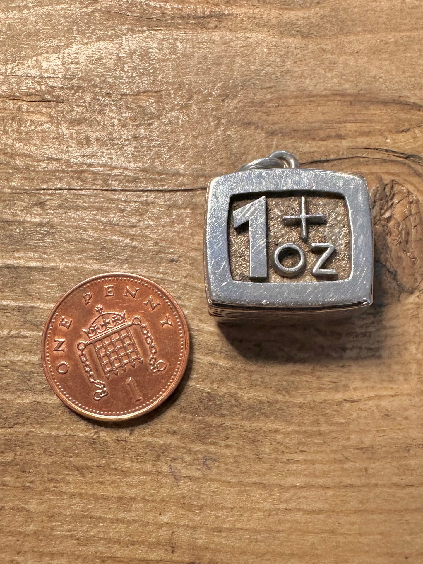 Vintage 1976 1+Oz Textured Block 925 Silver Pendant
