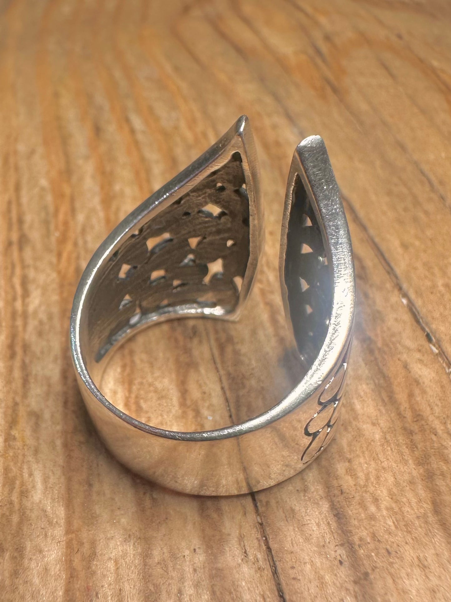 Vintage Bubble Effect Open Front 925 Sterling Silver Size R1/2 Ring