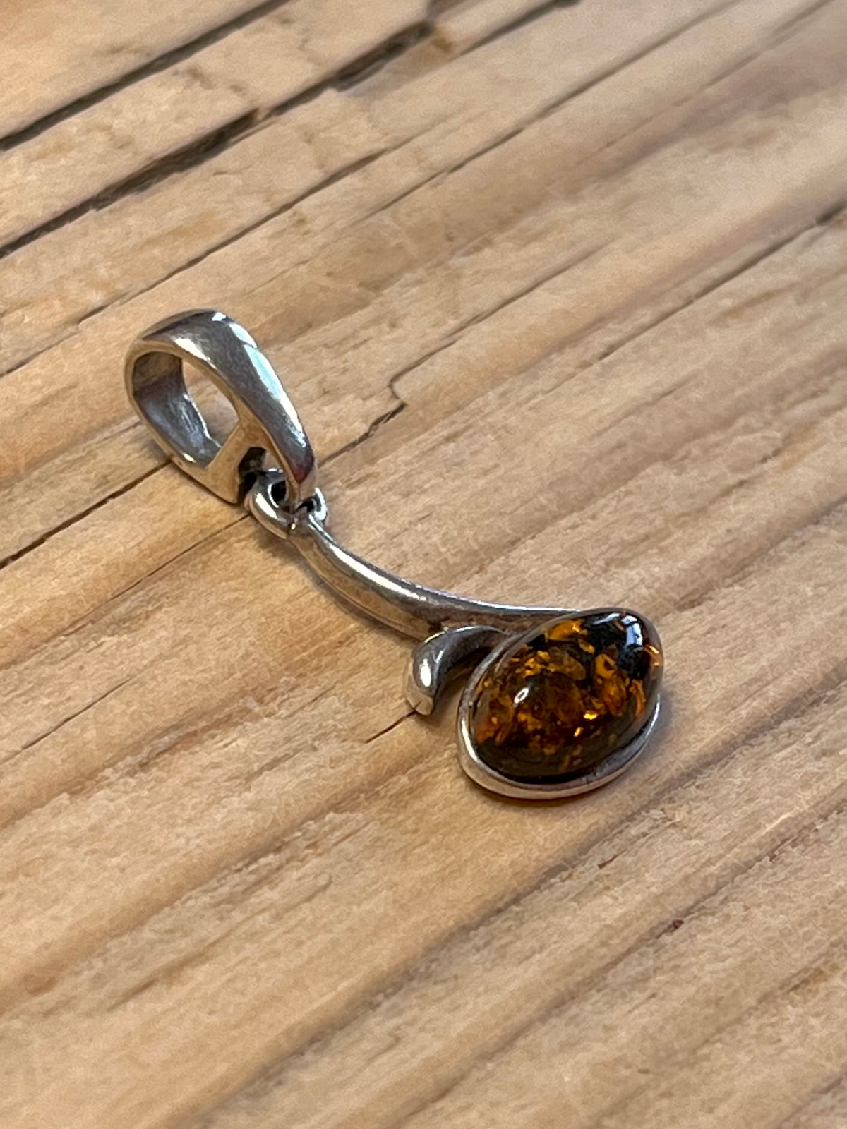 Orange Amber 925 Sterling Silver Pendant