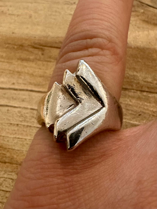 Abstract Arrow Style 925 Silver Size K1/2 Ring