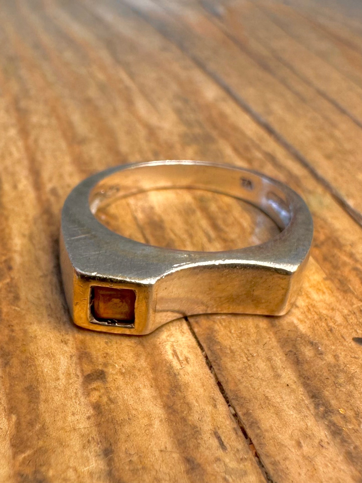 Abstract Orange Stone 925 Sterling Silver Size O Ring