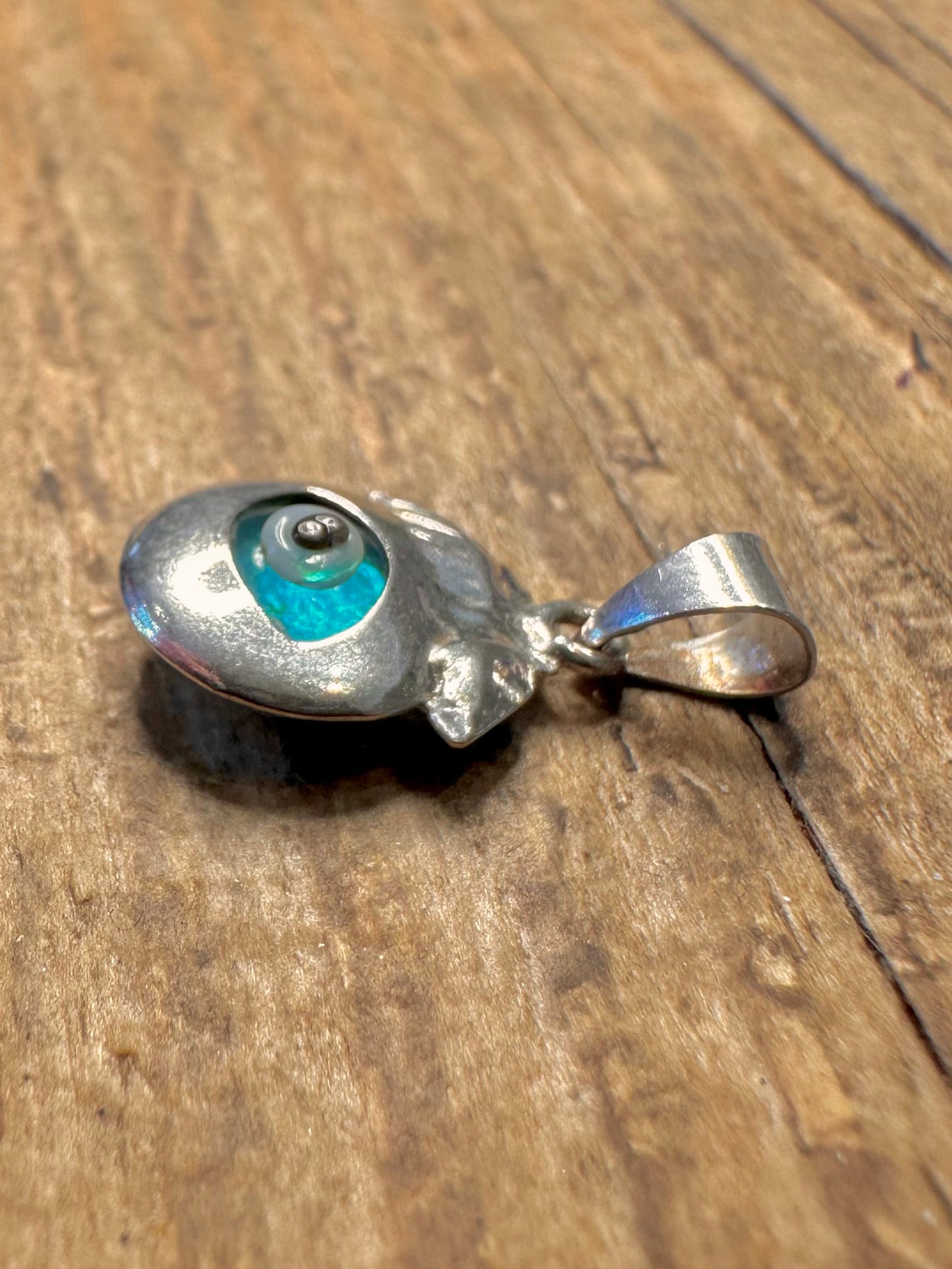 Evil Eye Leaf Design 925 Sterling Silver Pendant