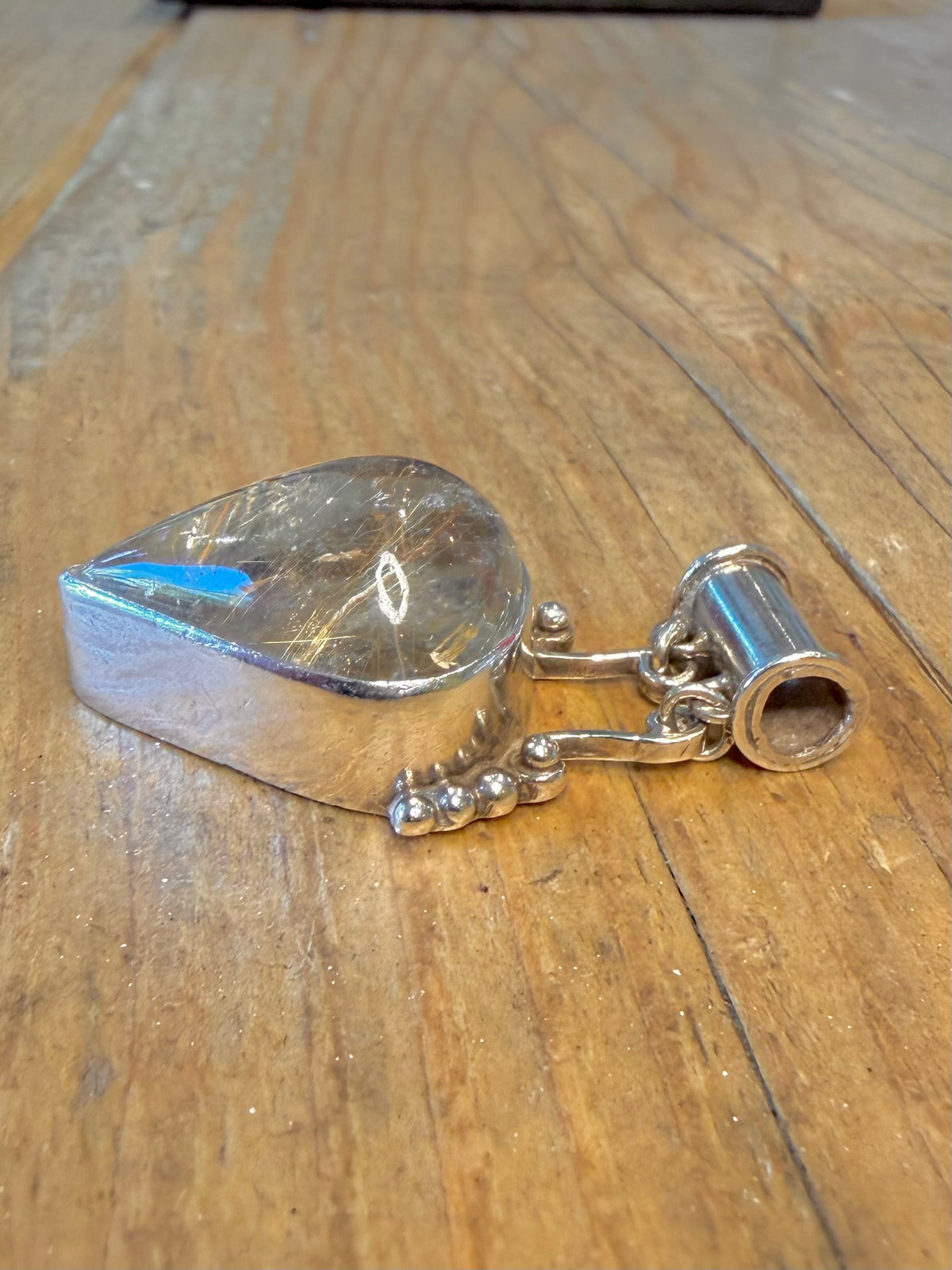 Ritualised Quarts Tear Drop Boho Style 925 Sterling Silver Pendant