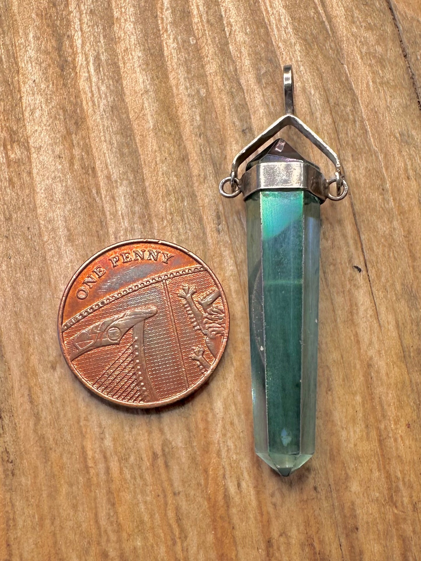 Anhänger aus Vintage Fluoritspitze und 925er Sterlingsilber