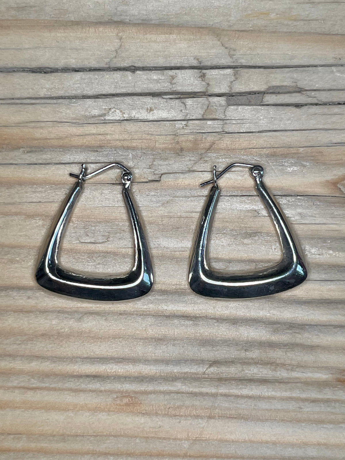 Chunky Geometric Creole 925 Sterling Silver Hoop Earrings