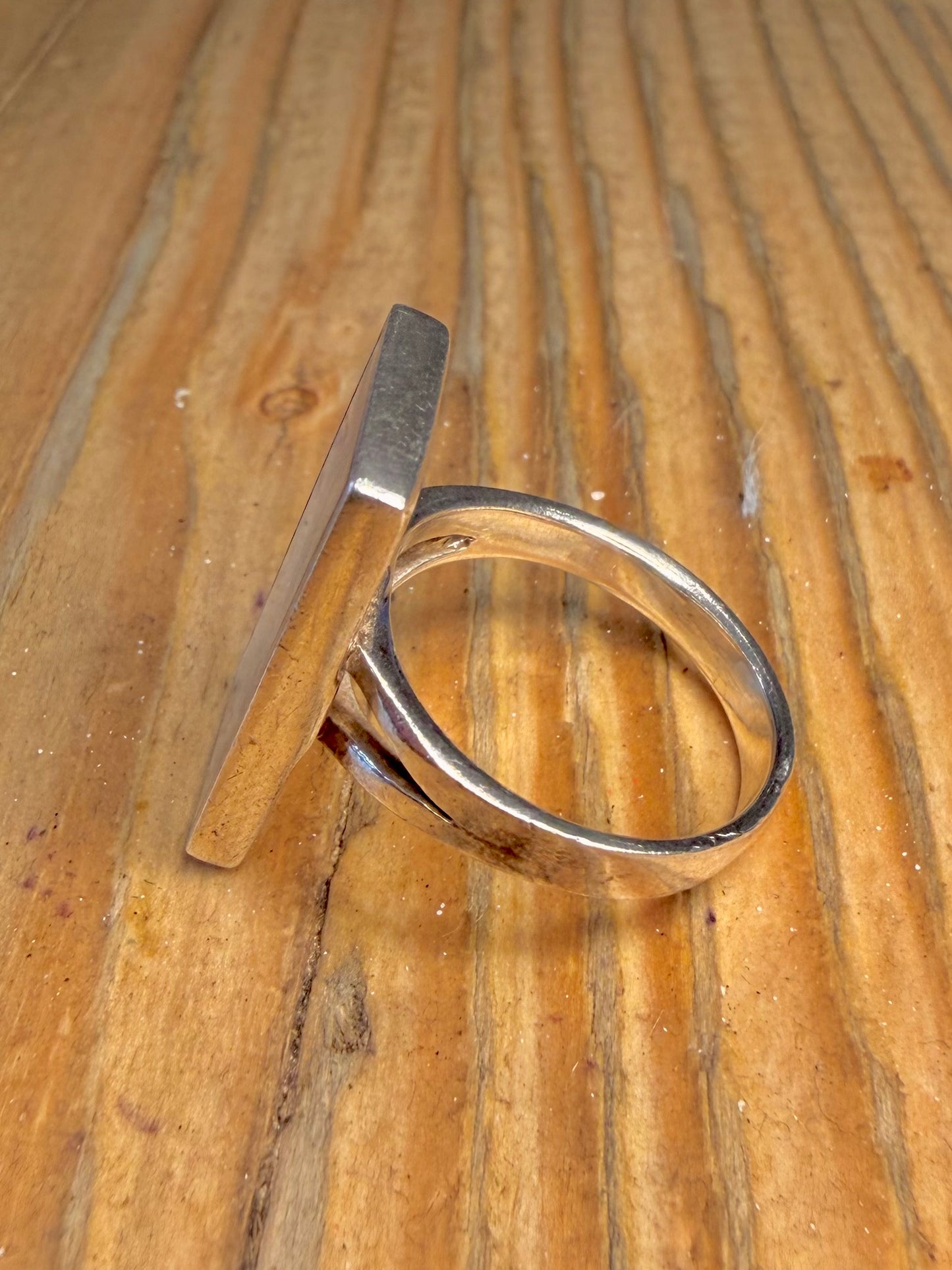 Mother of Pearl Rectangle 925 Sterling Silver Size N1/2 Ring