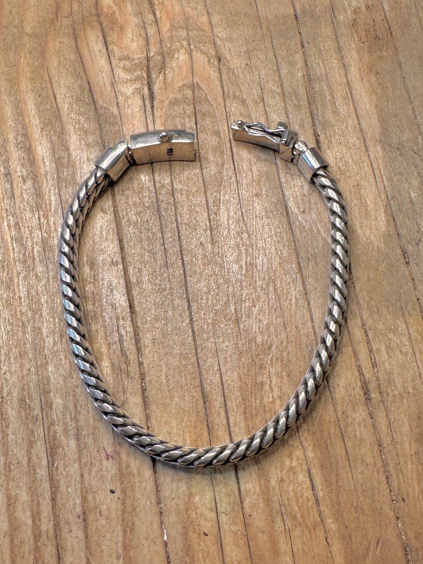 Vintage Woven Chain 925 Sterling Silver 7.2 inch Bracelet