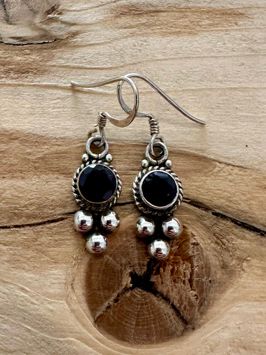 Vintage Tribal Garnet 925 Silver Earrings