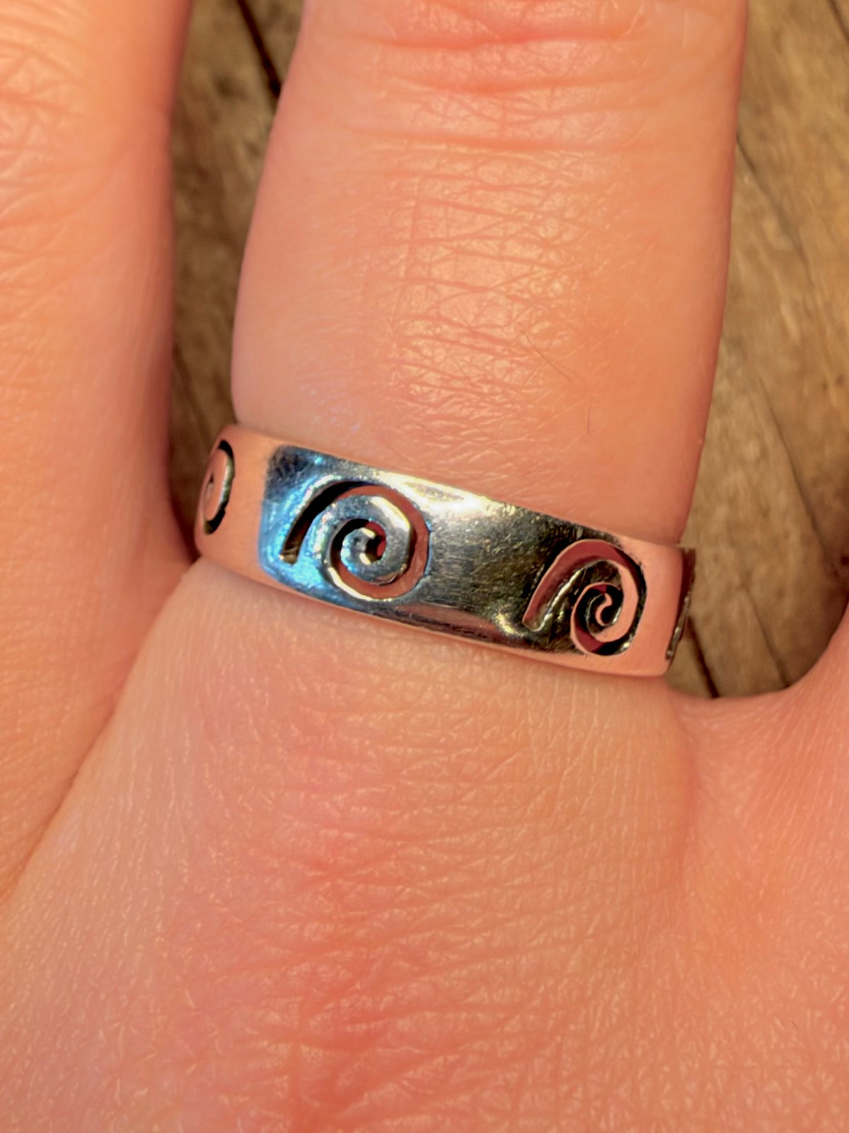Swirl Band 925 Sterling Silver Size T1/2 Ring