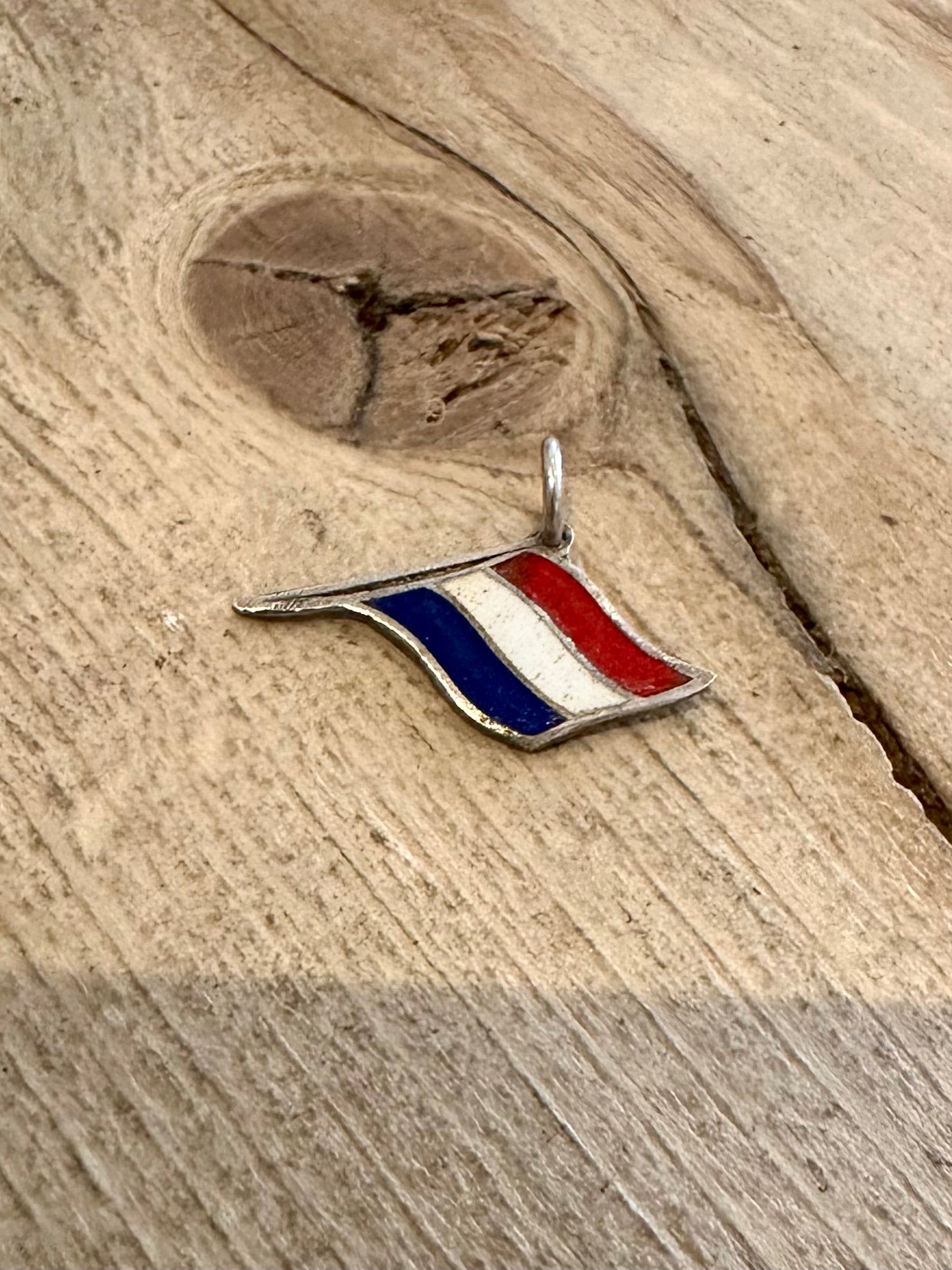 Vintage Netherlands Flag Enamel Silver Pendant