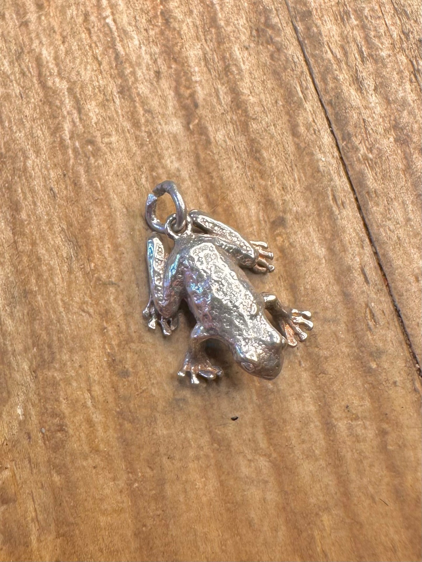 Textured Frog 925 Sterling Silver Charm Pendant