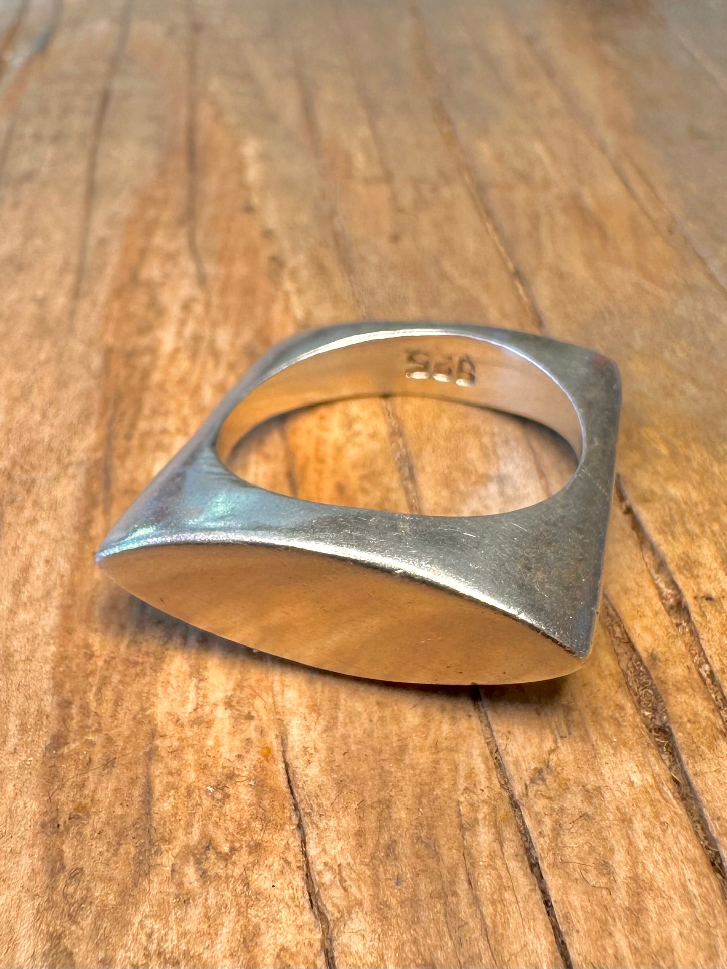 Abstract Square Shaped Mexico 925 Sterling Silver Size N1/2 Ring