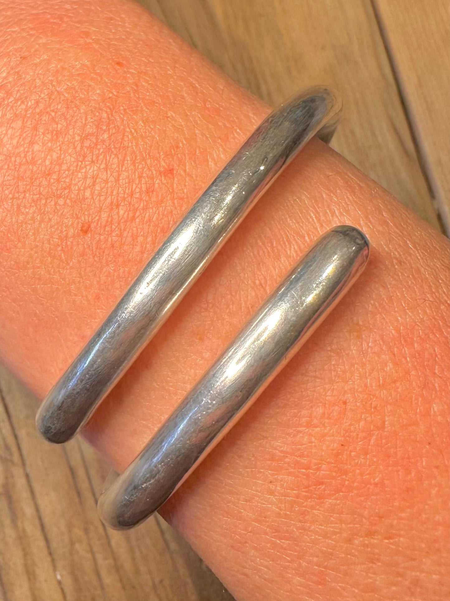 Modernist Overlapping 925 Sterling Silver Bangle