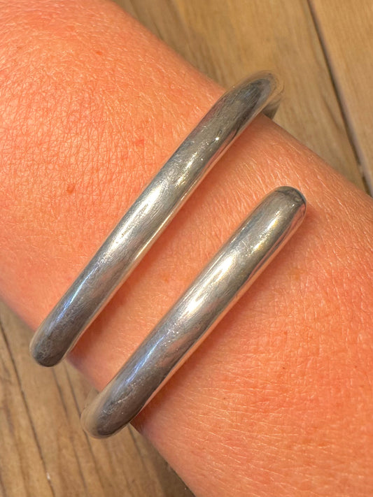 Modernist Overlapping 925 Sterling Silver Bangle