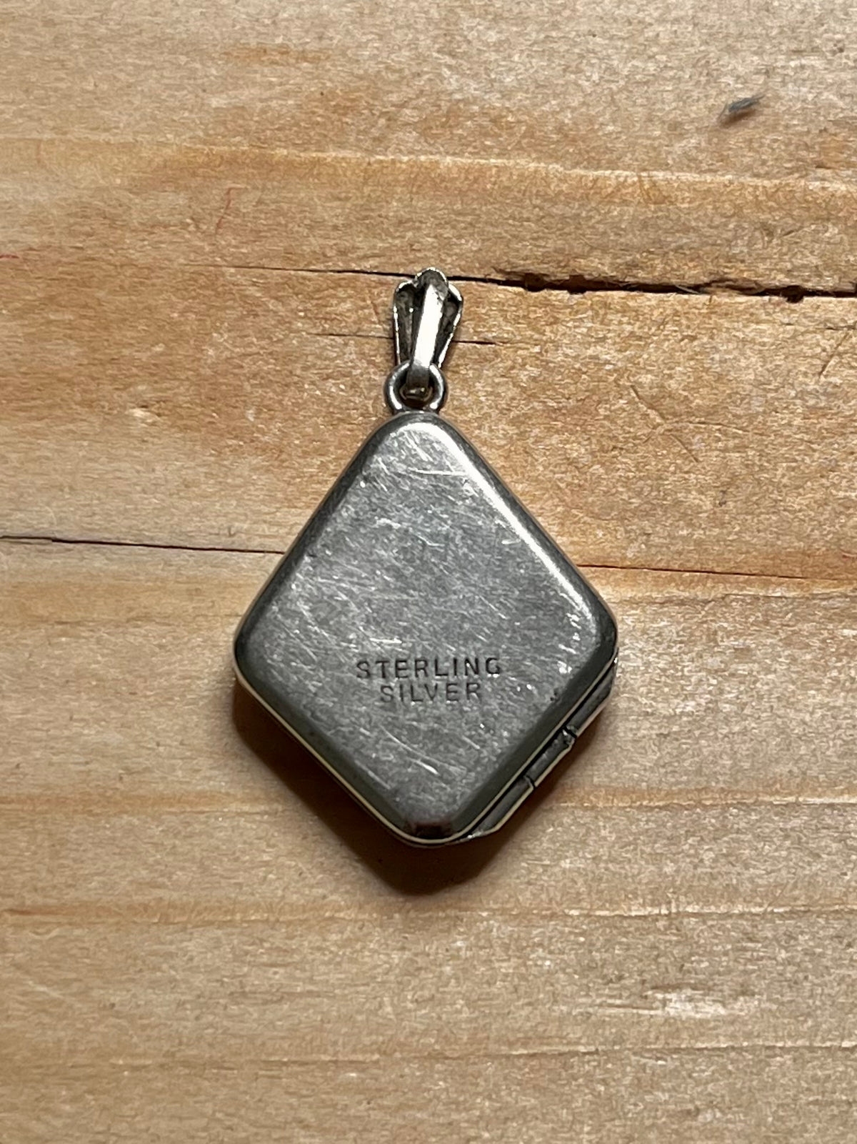 Diamond Shaped Textured Locket 925 Sterling Silver Pendant