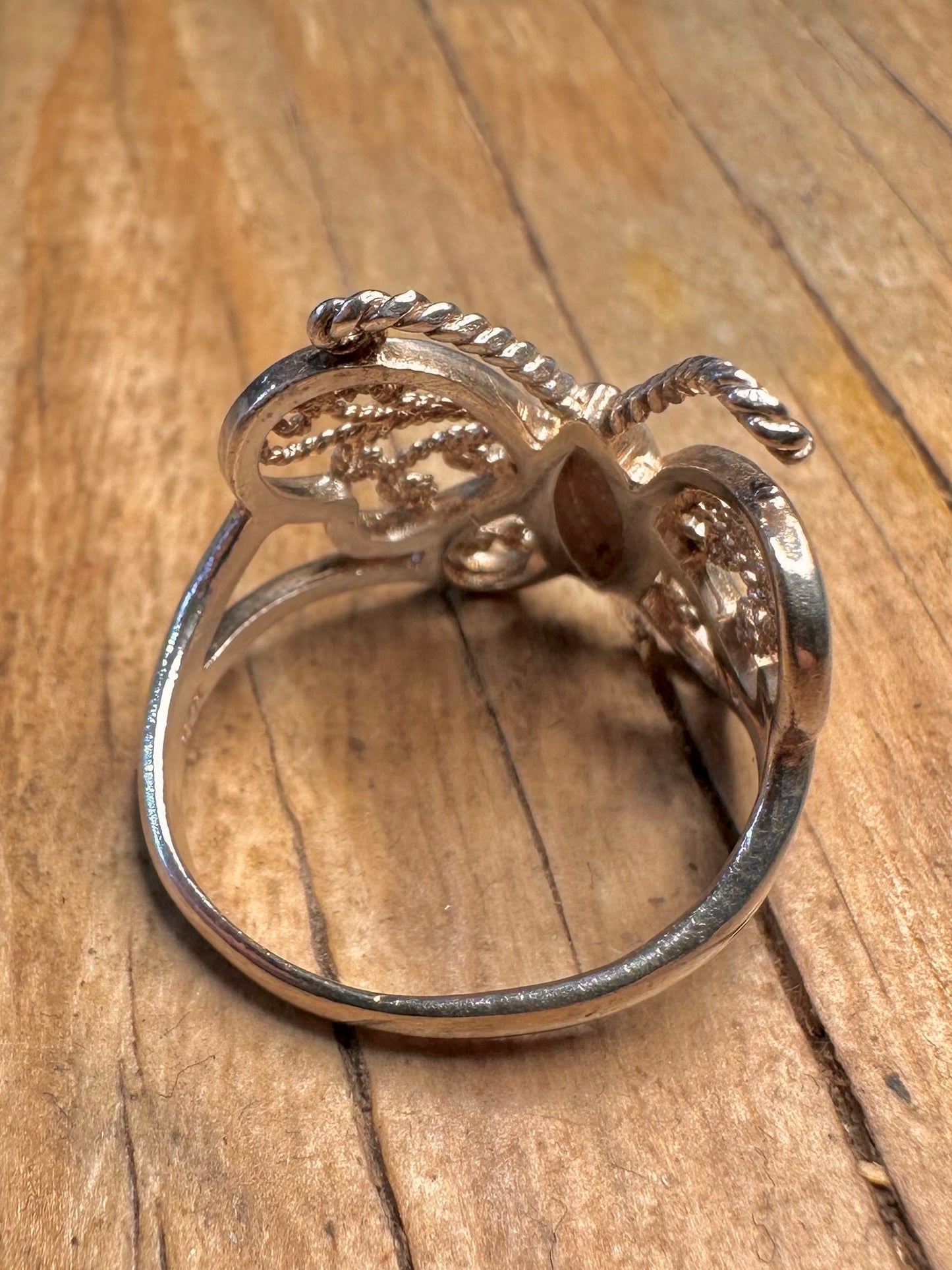 Vintage Butterfly Filigree 925 Sterling Silver Size P Ring