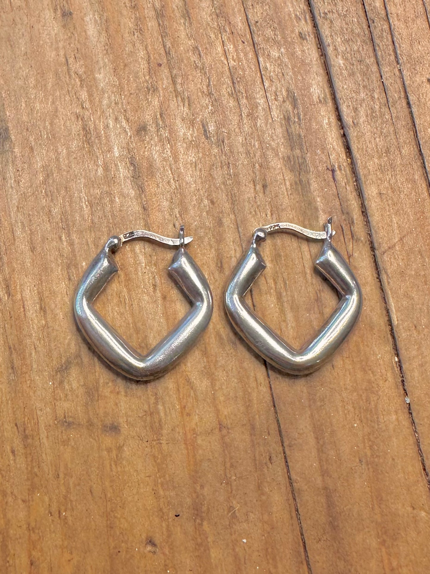 Geometric Shaped Hoops 925 Sterling Silver Earrings