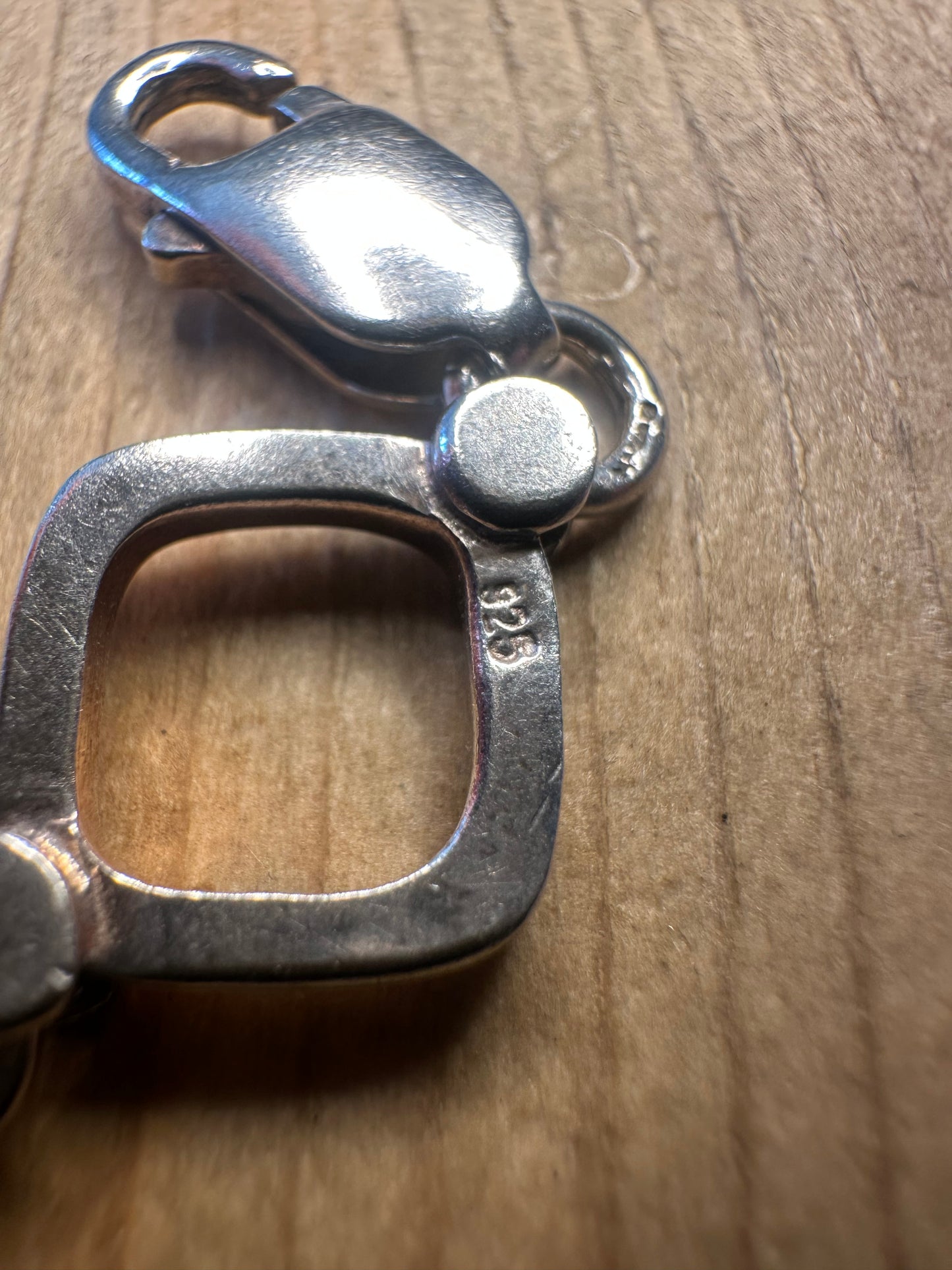 Geometric Circle Square Link Maker MM 925 Sterling Silver 7.5 inch Bracelet
