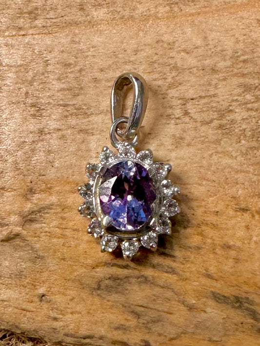 Modern Blue and White Stone 925 Silver Pendant