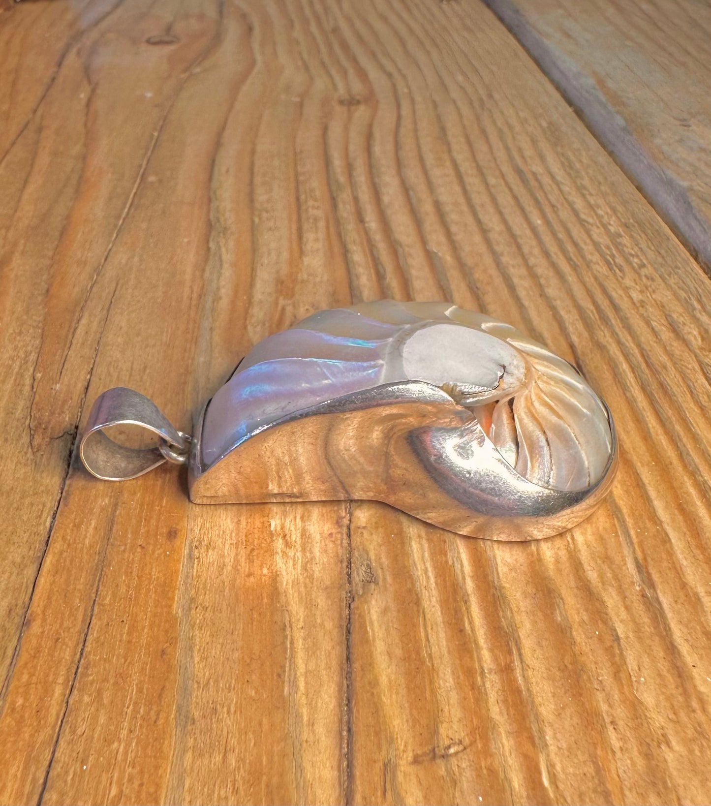 Nautilus Large Shell 925 Sterling Silver Pendant