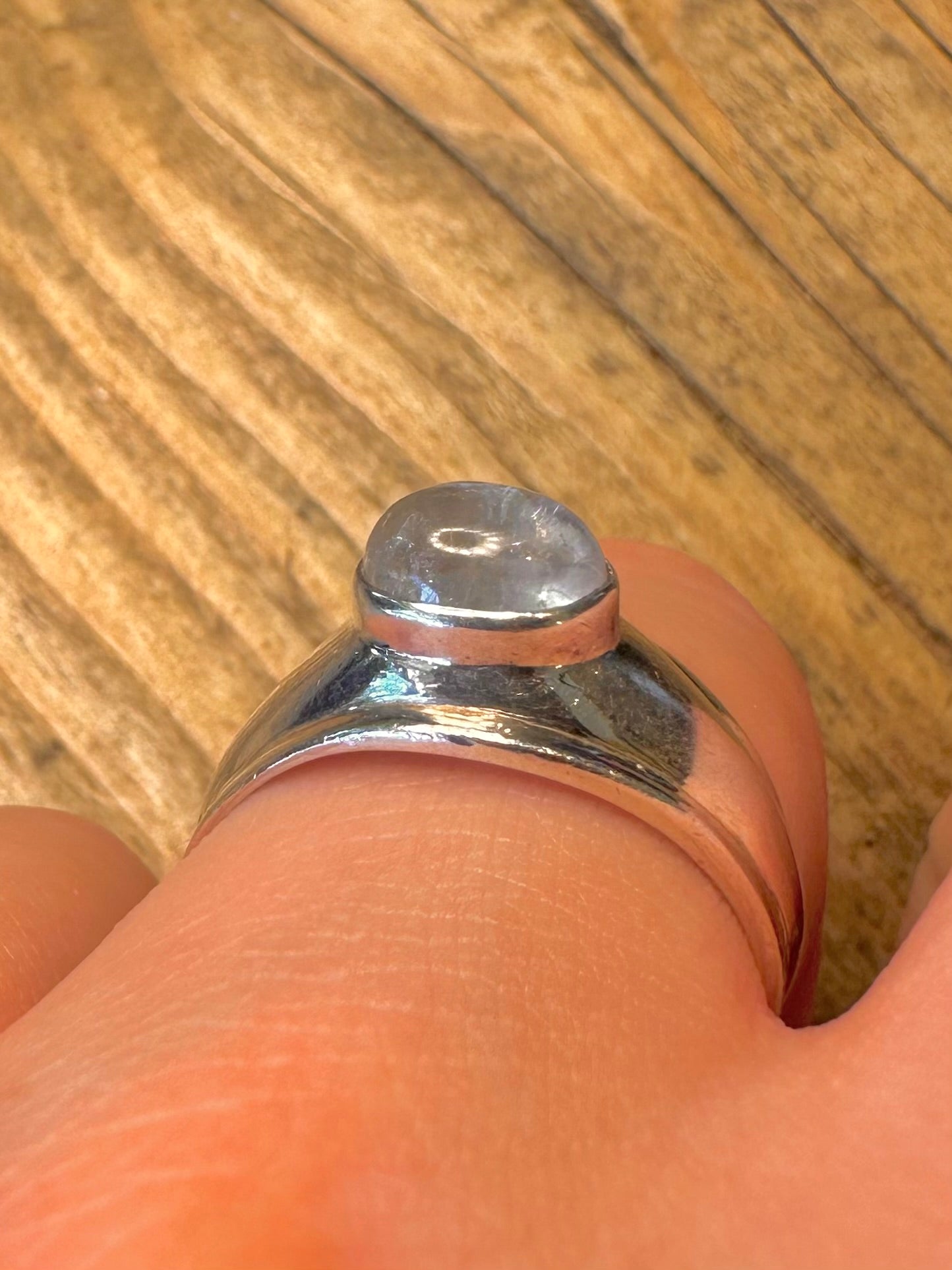 Moonstone Dome 925 Sterling Silver Size S Ring