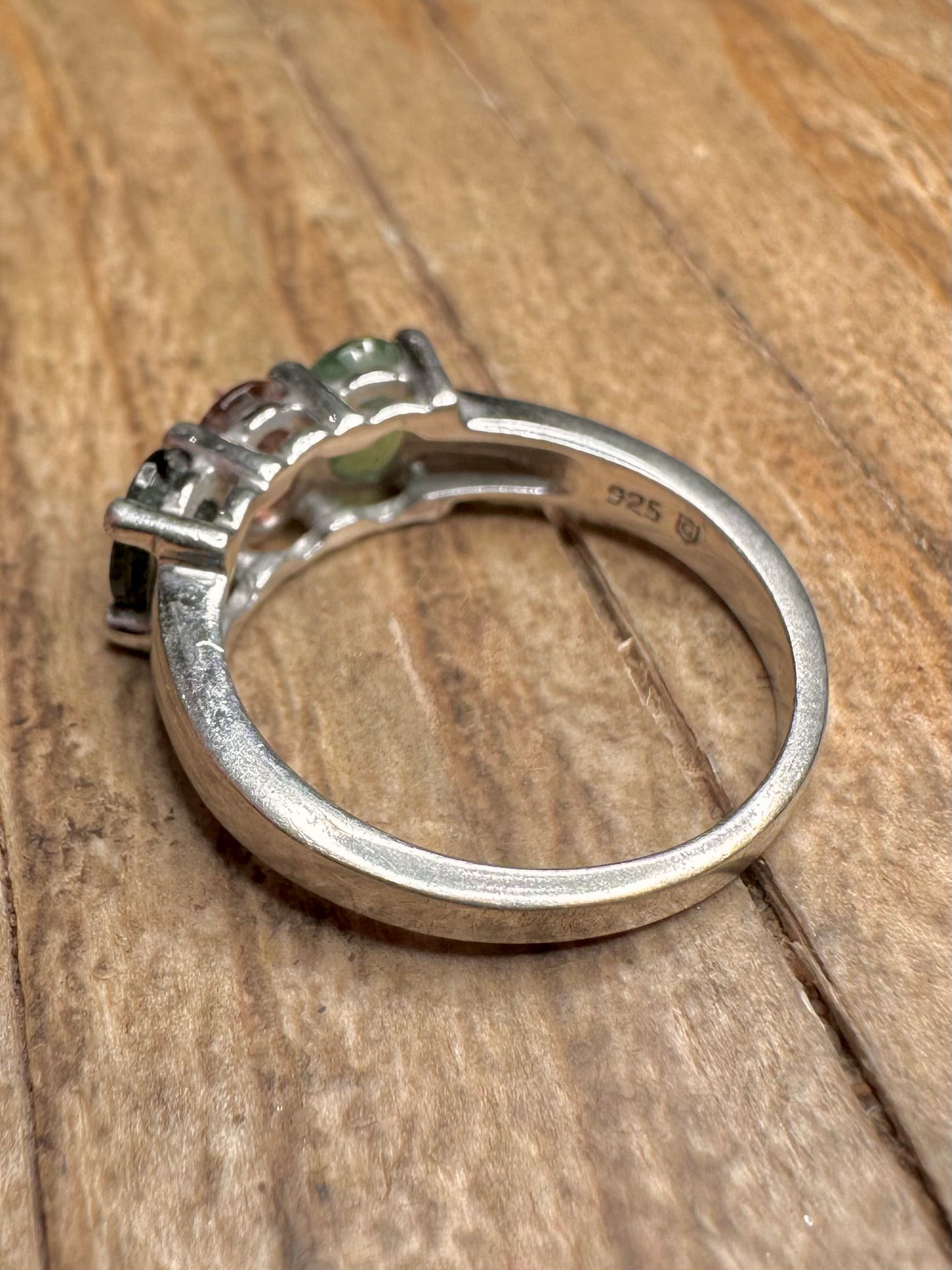 Vintage Multi Gemstone 925 Sterling Silver Size N1/2 Ring