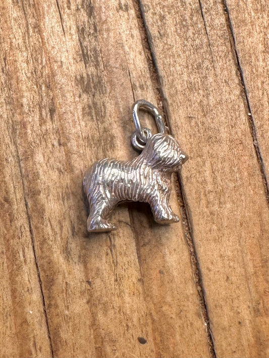 Old English Sheep Dog 925 Sterling Silver Charm Pendant