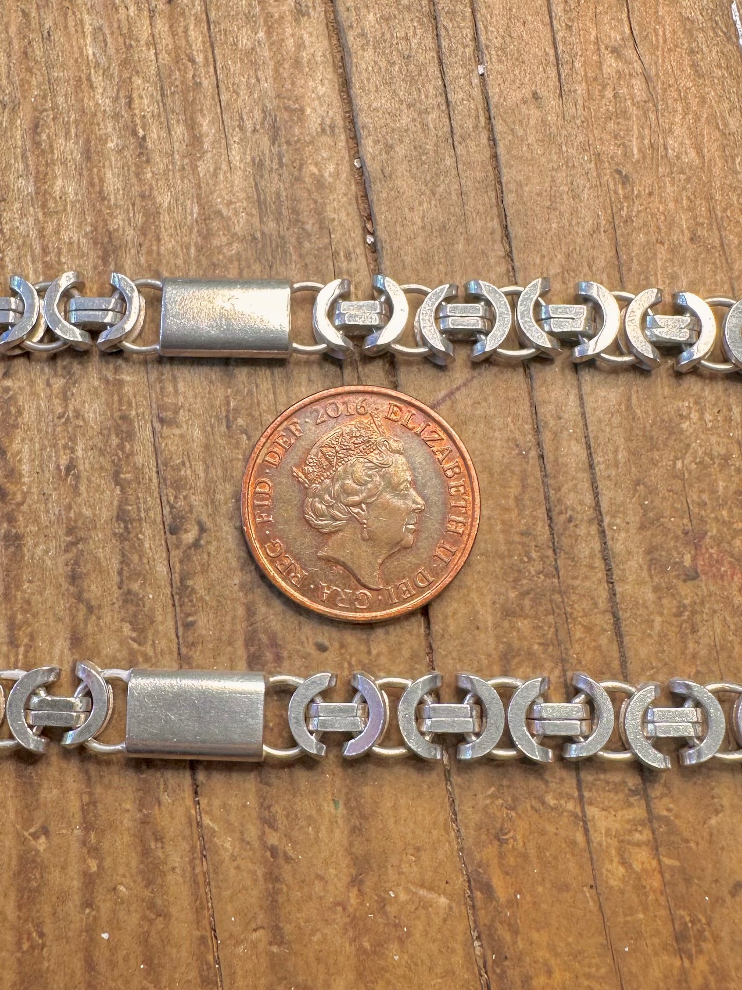 Byzantine and Bar Link 925 Sterling Silver 24 inch Necklace