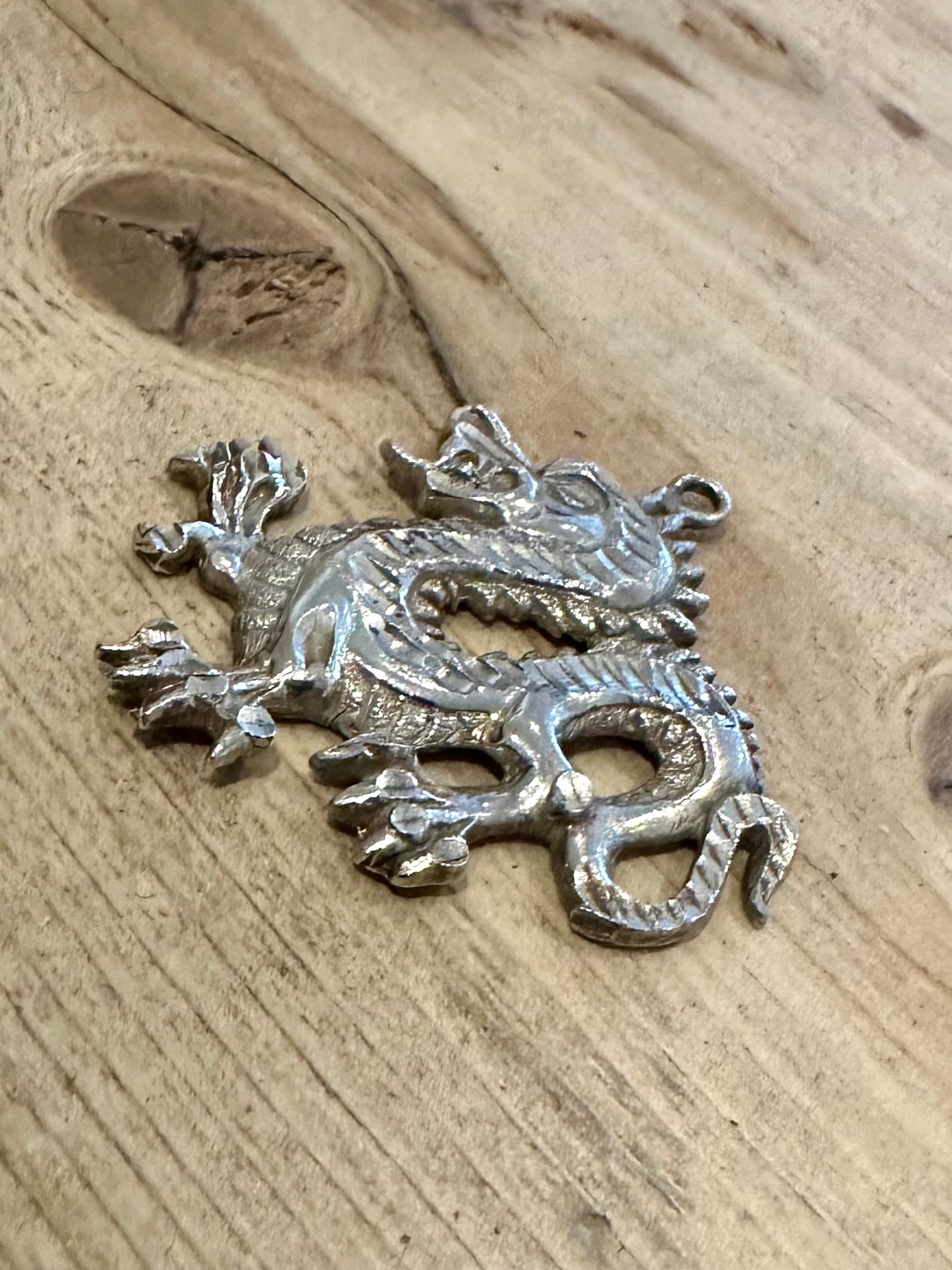 Vintage Large Dragon 925 Silver Pendant