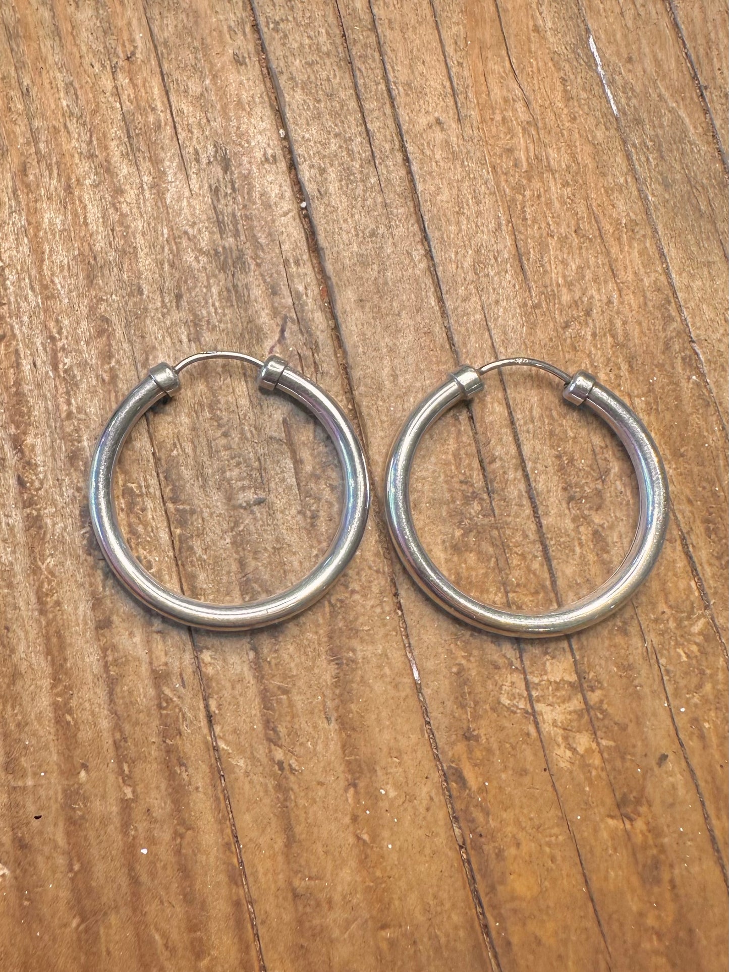 Rounded Hoops 925 Sterling Silver Earrings