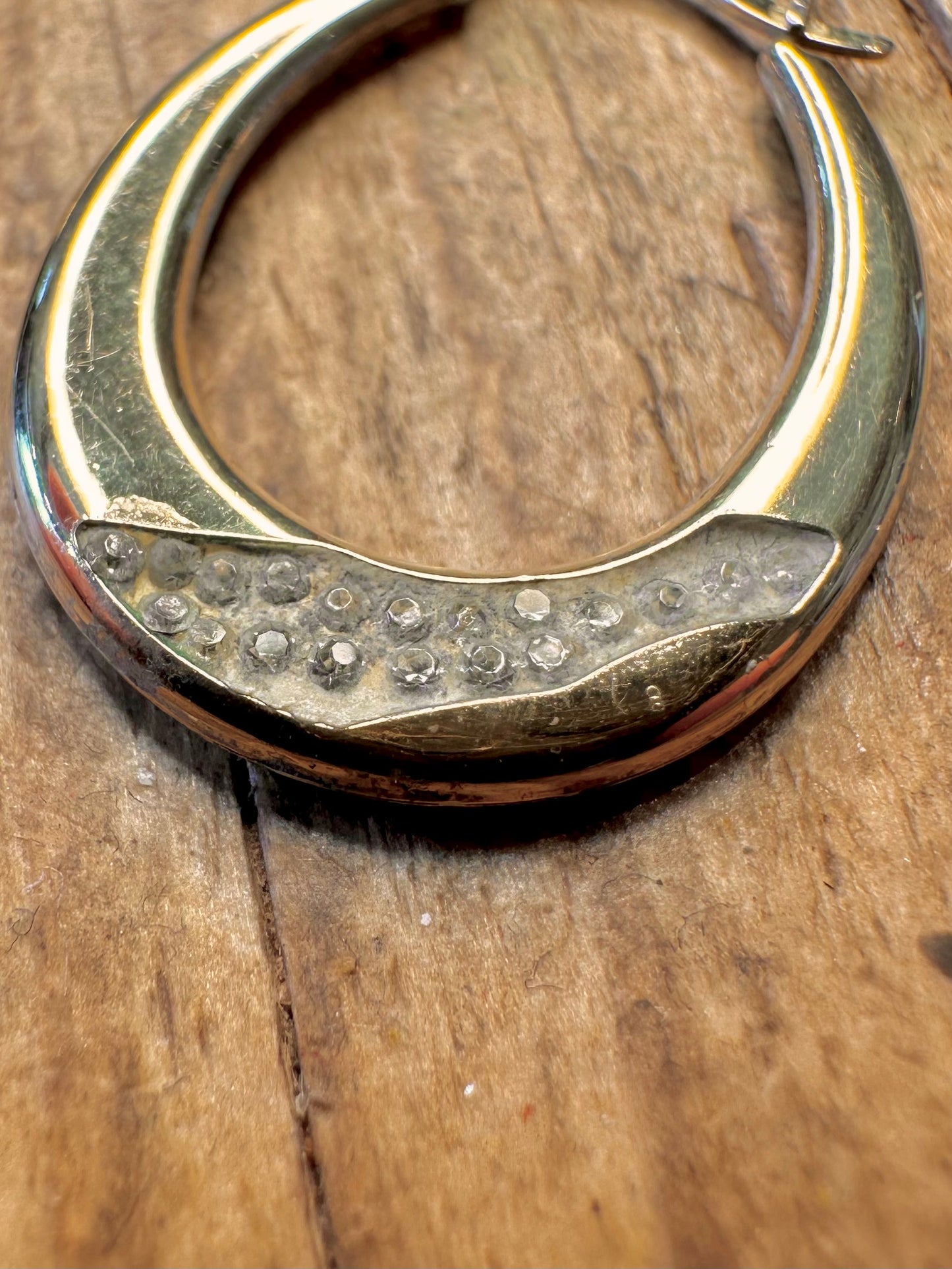 9ct Gold Bonded Hoops and CZ on 925 Sterling Silver Earrings
