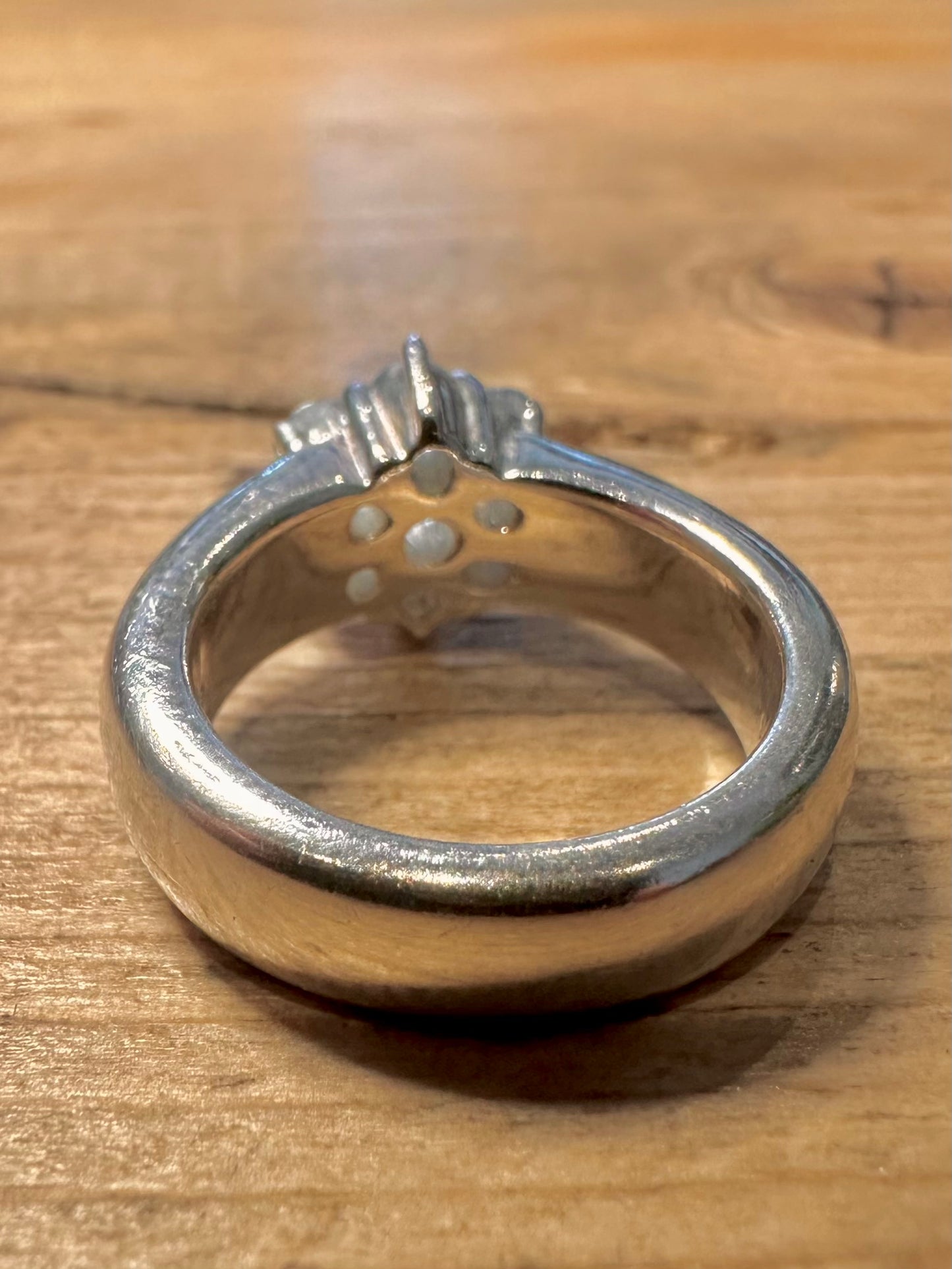 Modernist Blue Stone Cluster 925 Silver Size K Ring