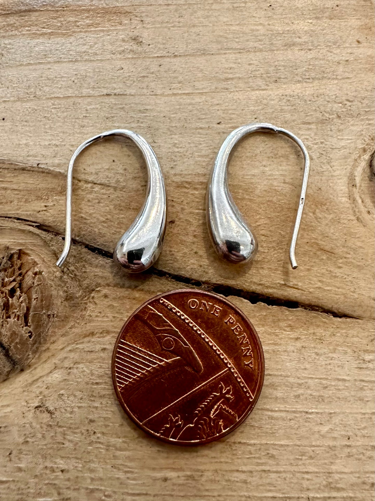 Modernist Tear Drop 925 Silver Earrings