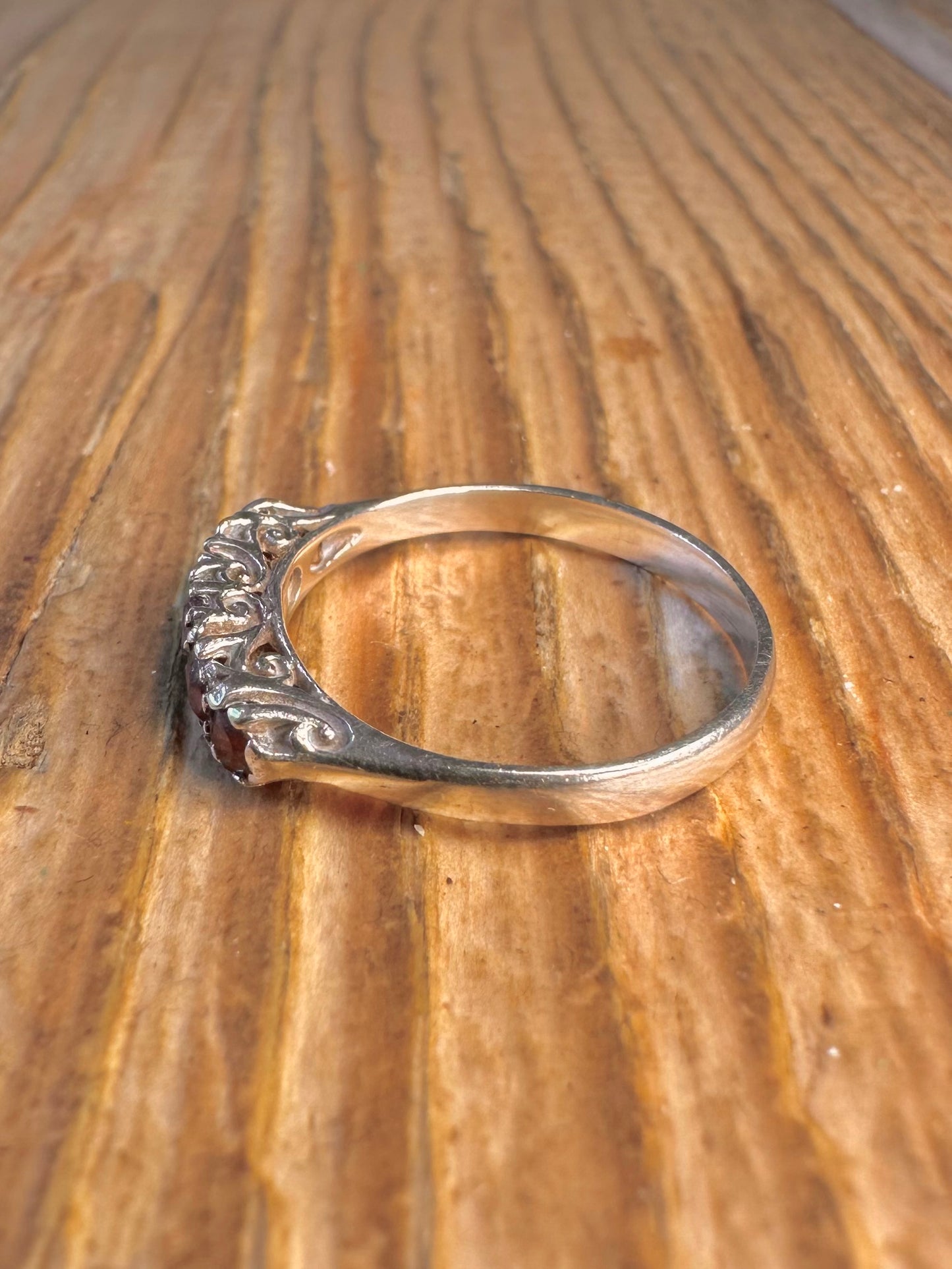 Victorian Style 1980 Garnet 925 Sterling Silver Size N Ring