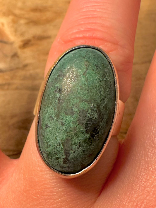 Vintage 1989 Oval Turquoise 925 Silver Size O Ring