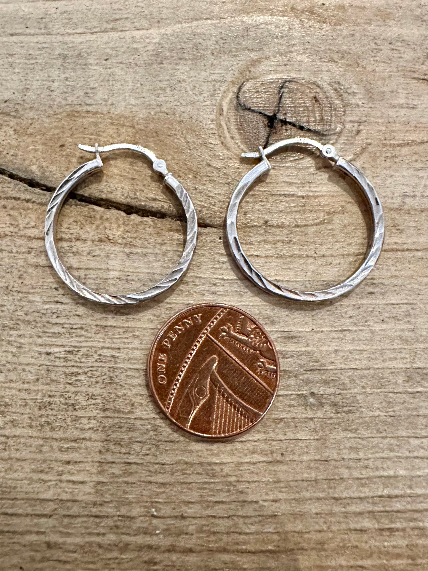 Vintage Engraved Hoops 925 Silver Earrings