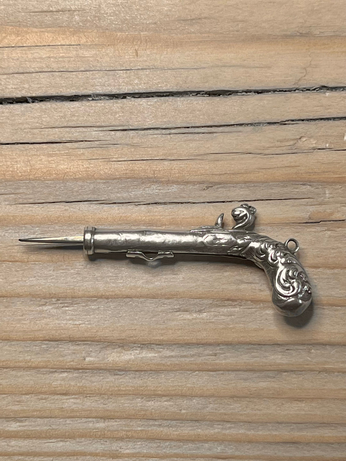 Victorian Pistol Toothpick Articulated 925 Sterling Silver Pendant
