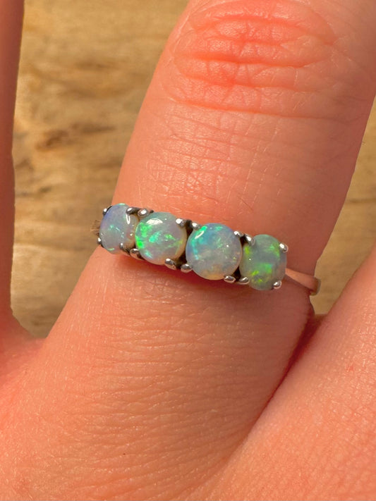 Vintage Opal 925 Silver Size T Ring