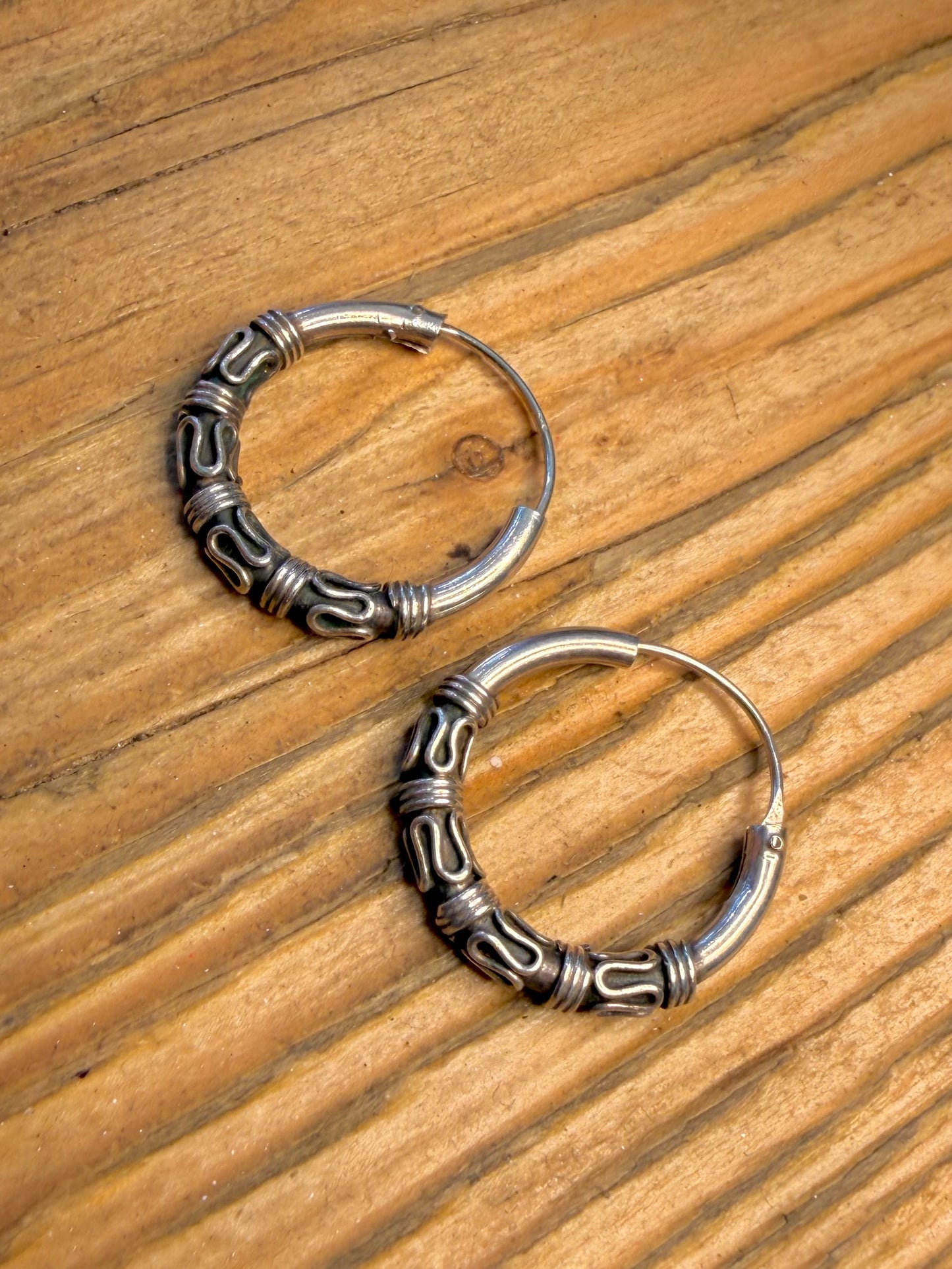 Bali Style Hoops 925 Sterling Silver Earringa