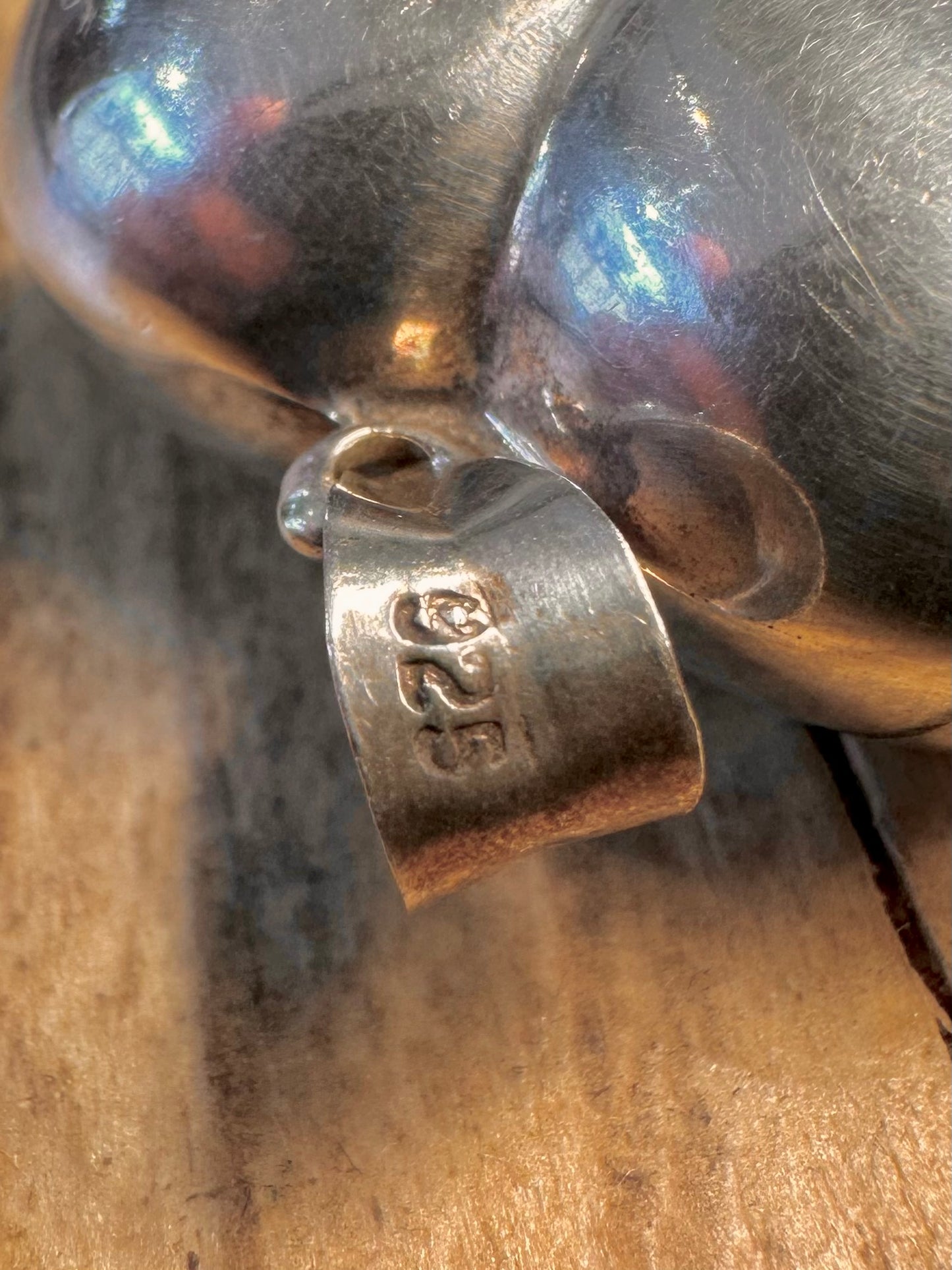 Vintage Großer Puff Herz Anhänger aus 925 Sterlingsilber