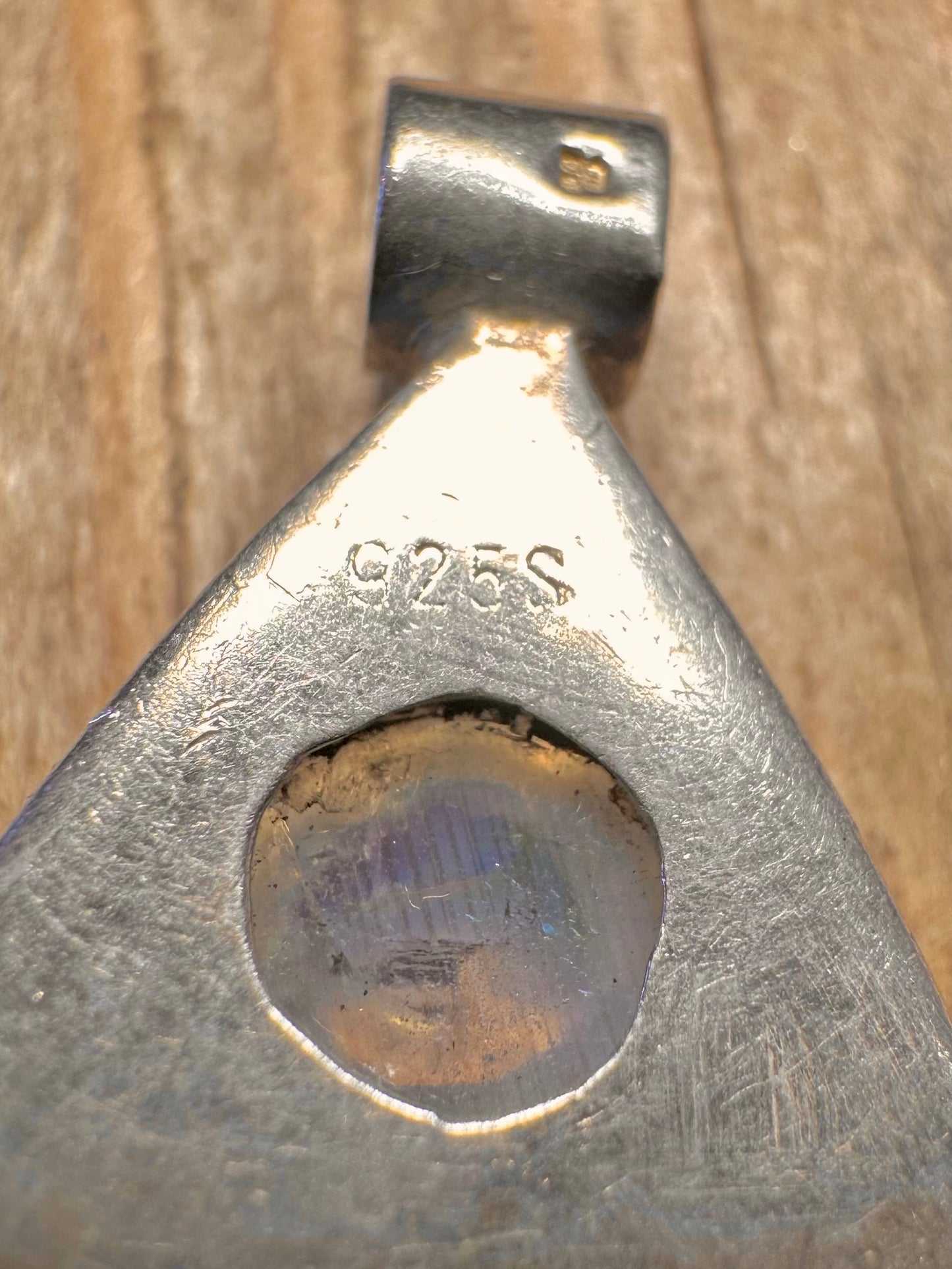 Modernist Moonstone Triangle 925 Sterling Silver Pendant