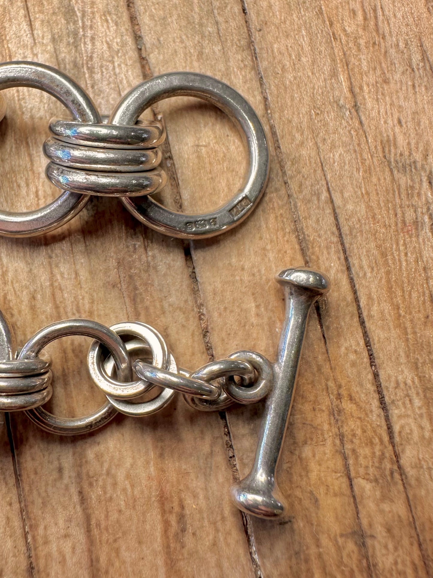 Vintage 1979 Multi Circle Link 925 Sterling Silver 8.2 inch Bracelet